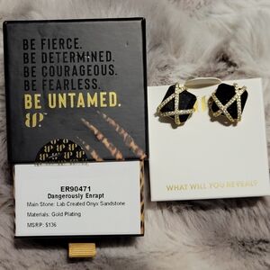 Dangerously Enrapt-Gold and Black Sandstone Earrings